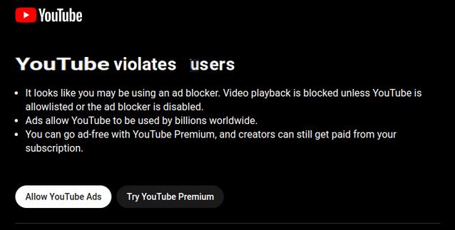 Youtube detecta los bloqueadores de anuncios… (posible solución)